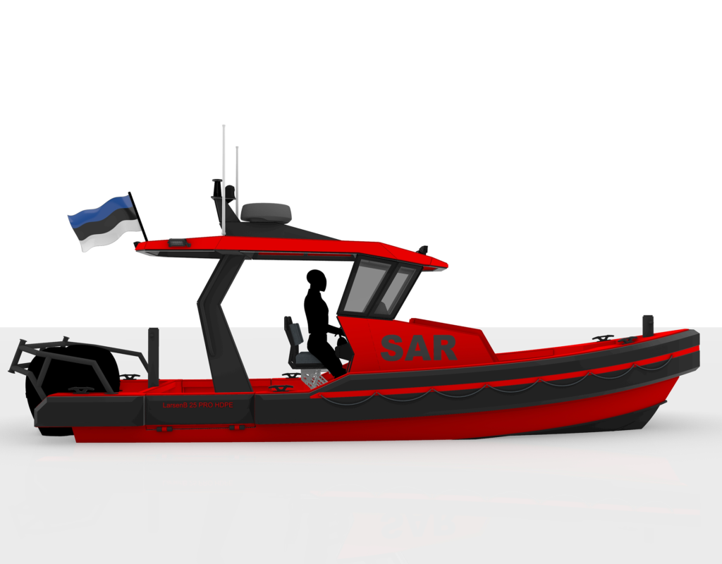 Larsen 25 PRO HDPE T-Top boat port side render