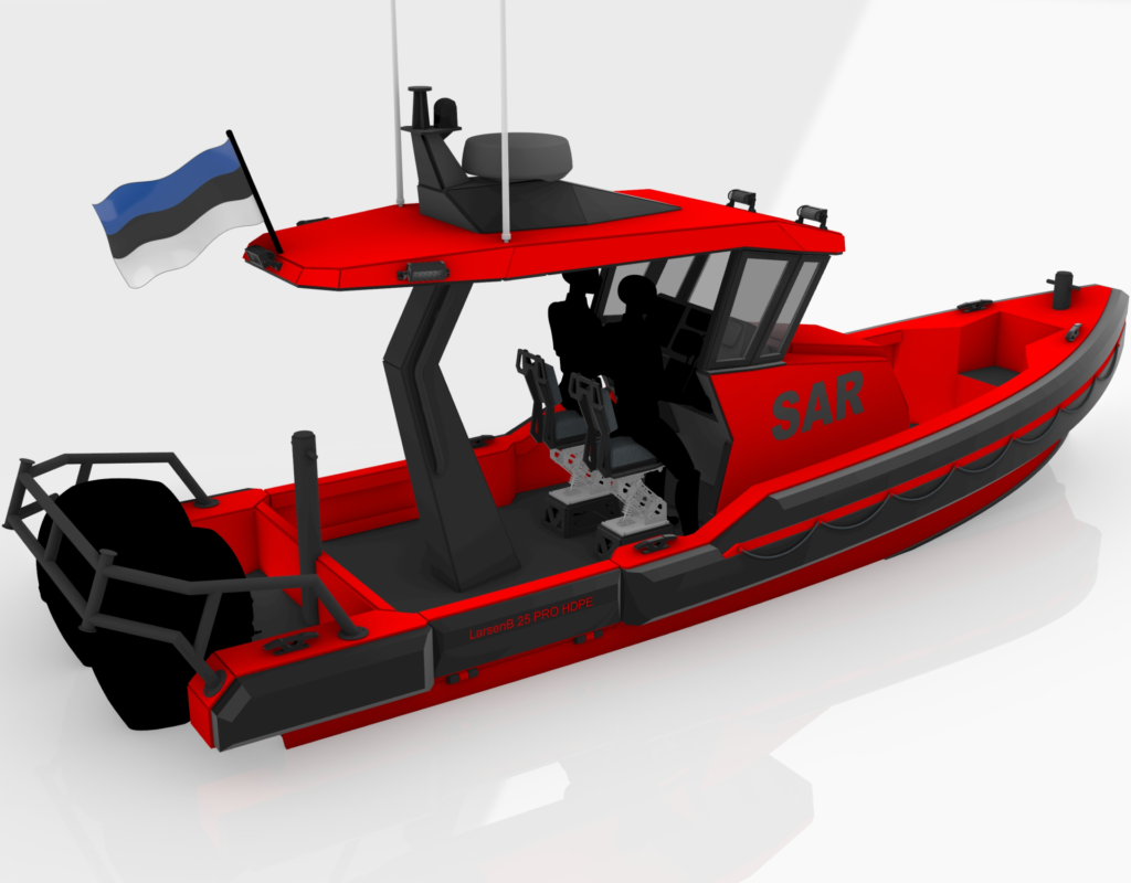 Larsen 25 PRO HDPE T-Top professional boat deck render