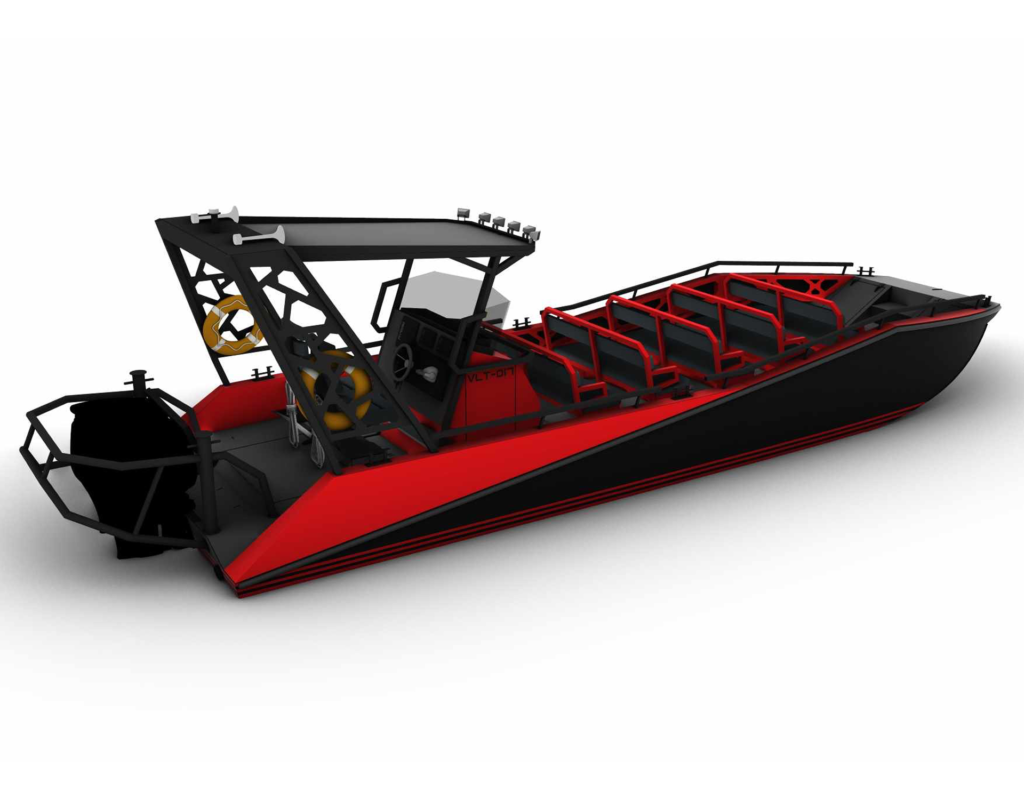 Larsen LR9 HDPE safari boat bow render