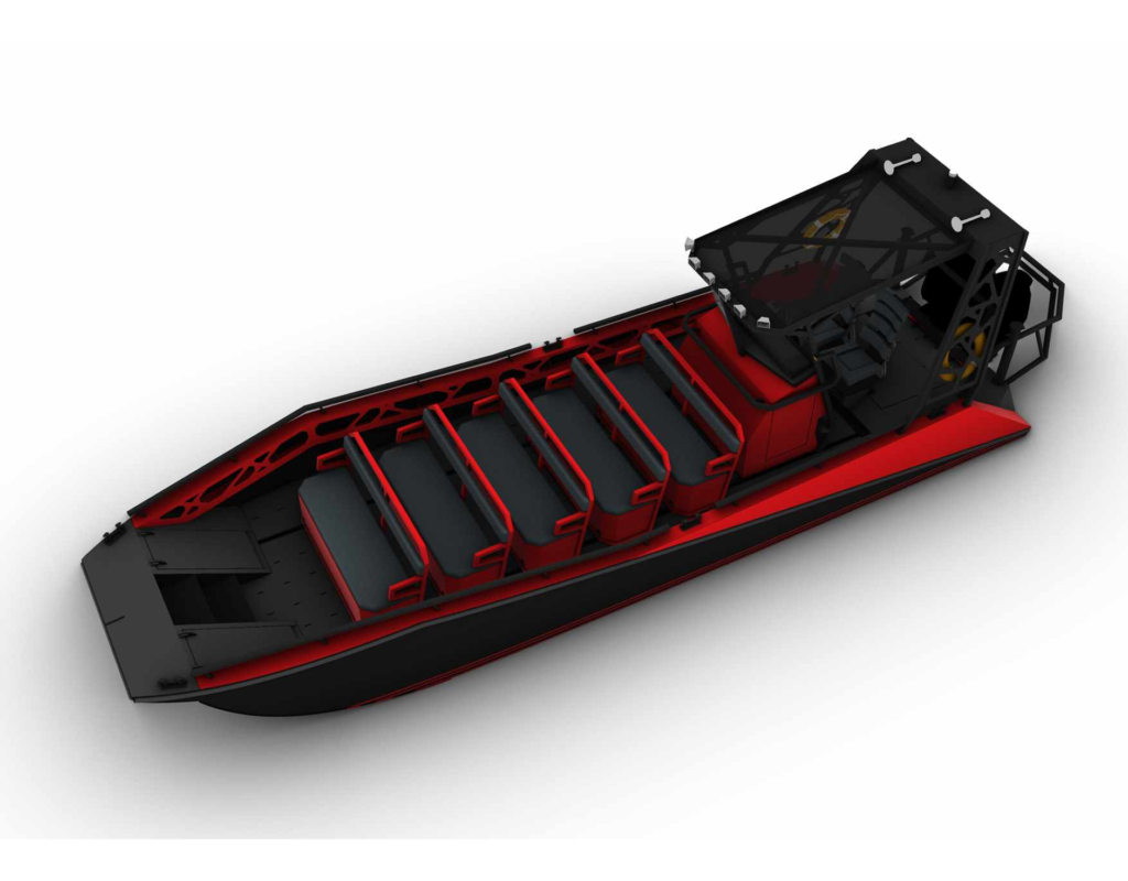 Larsen LR9 HDPE water taxi and safari boat render